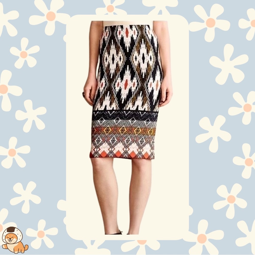Anthropologie Maeve Iguazu Ikat Stretch Pencil Skirt, Sz Sm